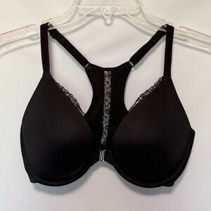Maidenform black extra coverage memory foam T back front clasp bra size 34D